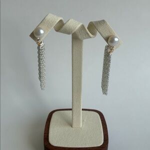 Pearl Tassel Earrings | Sterling Silver Posts | Holiday Elegant Gift for Her